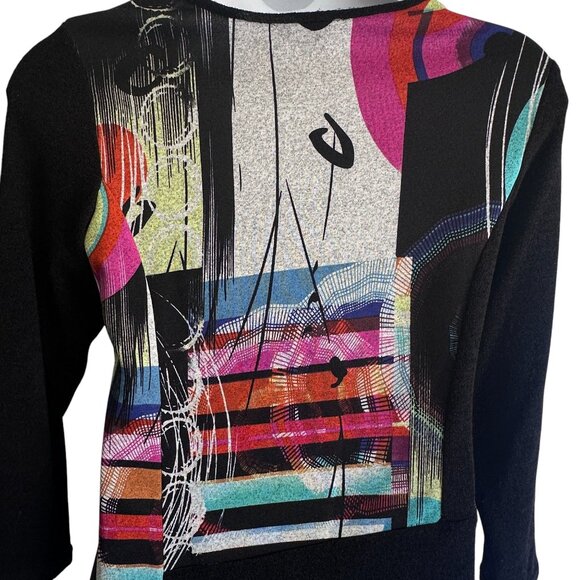 Michael Tyler Geometric Print Artsy Lagenlook Mixed Textiles Tunic Blouse Sz XL - Picture 6 of 11